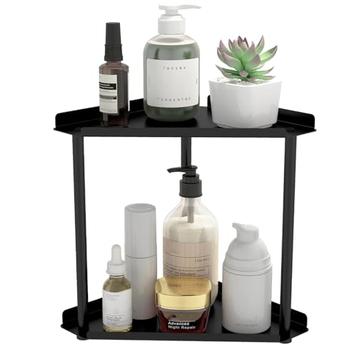 Jesginboo 2 Tier Bathroom Counter Organizer, Vanity Organizer Corner Shelf, Skincare, Makeup Countertop Organizers, Kitche...