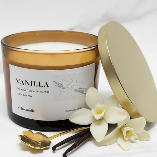 VOHO Vanilla Wickless Candles for Candle Warmer Lamp, 9oz Soy Candles with Stirring Spoon & Lid, Vanilla Candle for Annive...