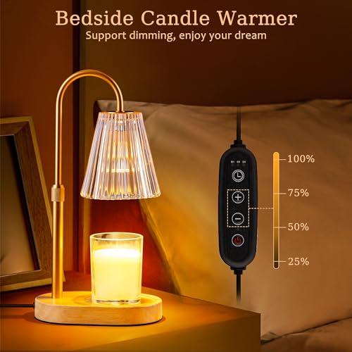 Candle Warmer Lamp with Timer - Electric Candles Wax Warmers Glass Lamps for Jar Candles Burner Adjustable Height and Dimm...
