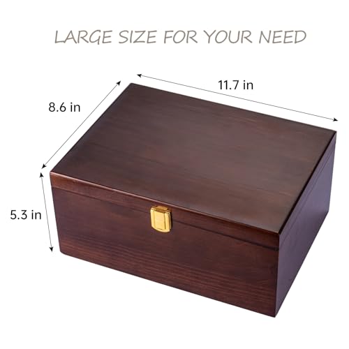 EVA murmure Larger Wooden Memory Wedding Keepsake Boxes With Hinged Lids - Decorative Storage Box With a Hinge Lids For Le...