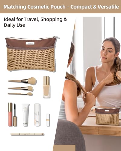 ToKismet Mesh Beach Tote Bag Packable,2026 New 2-in-1 Large Lightweight Foldable Beach Bags with Multiple Pockets for Women