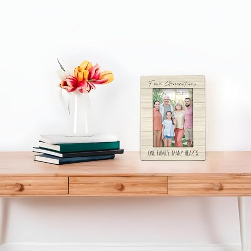 Foyoulame Four Generations 4x6 Picture Frame, Four Generations Wooden Picture Frame, Father's Mother's Day Gifts for Famil...
