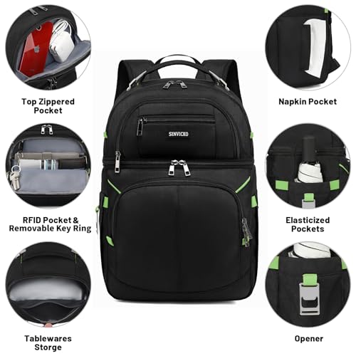Insulated Cooler Backpack,Double Deck Leakproof Cooler Bag,Insulated Backpack Cooler Lunch Backpack for Men Women