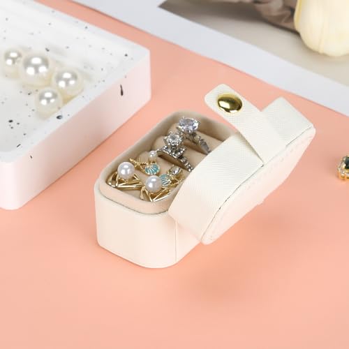 KUKUVR Small Travel Jewelry Box For Ring Stud Earring, Mini Jewelry Ring Holder for Multiple Rings, Portable Jewelry Stora...