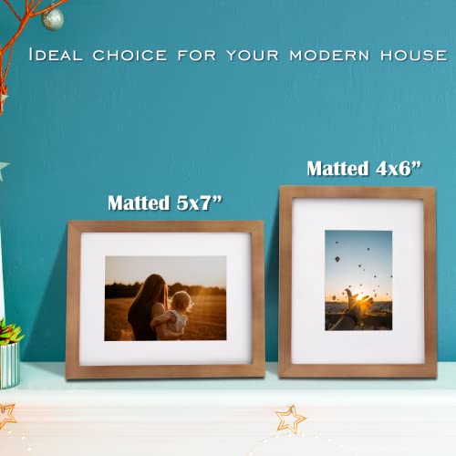 Egofine 8x10 Picture Frames 4 Pack, for Pictures 4x6 or 5x7 with Mat Made of Solid Wood Covered by Plexiglass for Table To...