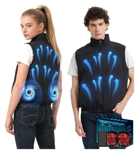 Lvkakmox Cooling Vest Jacket with 2 Fans - Men and Women 21V Air Conditioner Vests, With 20000mAh Battery
