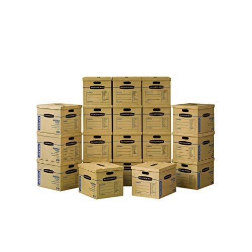Bankers Box Medium Classic Moving Box 20 Pack, Reinforced Handles, Tape-Free Assembly, Box with Lid, 19-In x 14.5-In x 15....