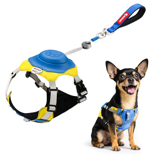paatata No Pull Dog Harness, 2 in 1 Retractable Harness with Auto-Lock, Reflective Breathable Mesh and Handle, Adjustable ...