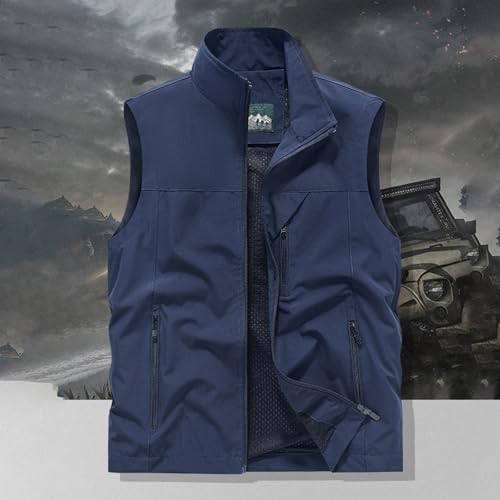 Mens Vests Sleeveless Zip Up Jacket Lightweight Casual Golf Windbreakers Hiking Work Tactical Vests Slim fit Outerwear