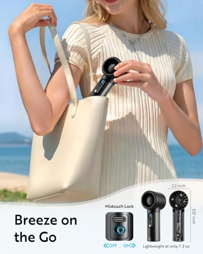 CHEERAIR Handheld Portable Fan, Adjustable Speed Powerful Mini Personal Fan, Rechargeable 5000mAh Battery Up to 18 Hours R...