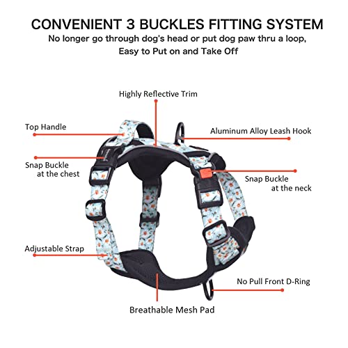 Petmolico No Pull Dog Harness Set with Leash Attachment Easy Control Handle Reflective Harness Vest Small Breed, Puppy Ves...
