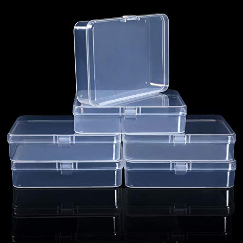 Jetec 6 Pieces Mini Plastic Clear Beads Storage Containers Box for Collecting Small Items, Beads, Jewelry, Business Cards,...