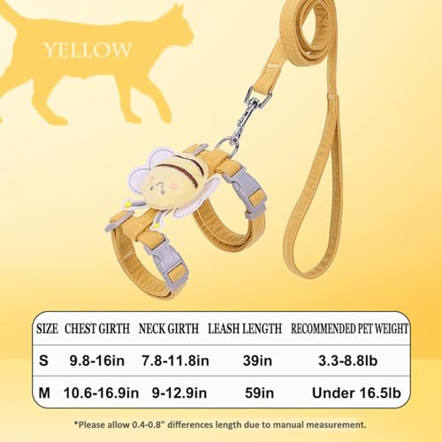 WELLYUK Cat Harness and Leash Set for Outdoor Travel Walking Escape Proof Soft Safe Adjustable Kitten Puppy Small Strap Ki...