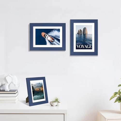 SZYUU 5x7 Picture Frame Set of 4, High Definition Real Glass, Display Pictures 4x6 with Mat or 5x7 Without Mat, Gallery Wa...