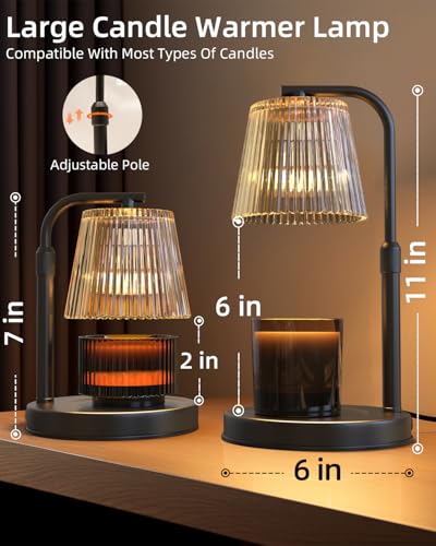 Candle Warmer Lamp with Timer Dimmable - Adjustable Electric Wax Melt Warmer Scented Large Jar Candles Lights, House Warmi...