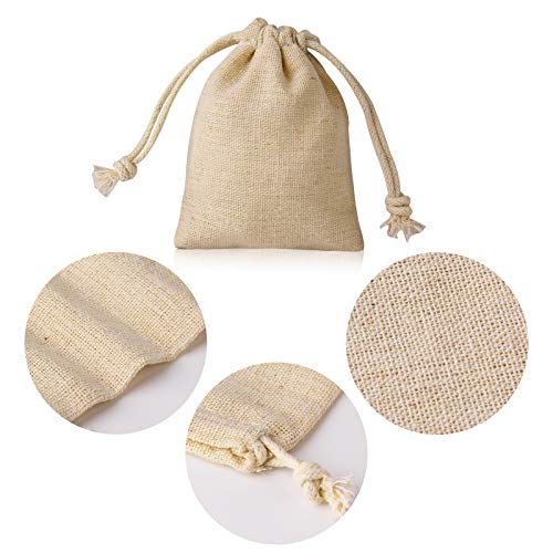 JIAKAI Pack of 20PCS 3x3.7Inch Double Drawstring Cotton Cloth Bag for Small Jewelry Bracelet Beads Spice Gift Bags