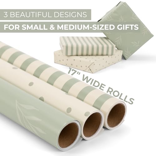 ZICOTO Beautiful Gift Wrapping Paper Rolls for All Occasions - Set of 3 Quality Rolls For Wedding, Birthday, Baby Shower &...