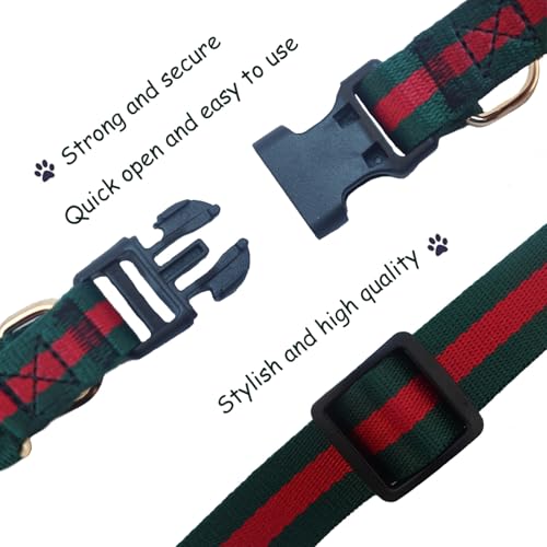 Echentie Dog Hamess and Leash,Large Size, Green, Striped, Nylon, No Pull, EasyWear, Luxury, Durable, 5ft Leash