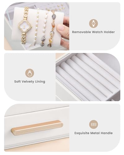 Lolalet 2-Layer Jewelry Box Organizer for Women Girls, Jewelry Storage Case Holder with Drawers for Necklaces Ring Earring...