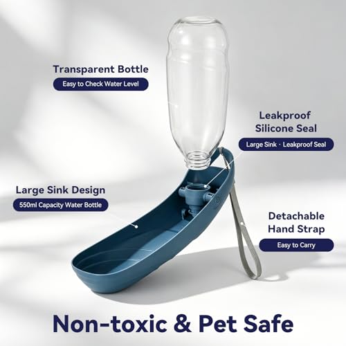 Billionchains Dog Water Bottle, 550ML Large Capacity Leak-Proof Portable Pet Water Dispenser with Carrying Lanyard, Ideal ...
