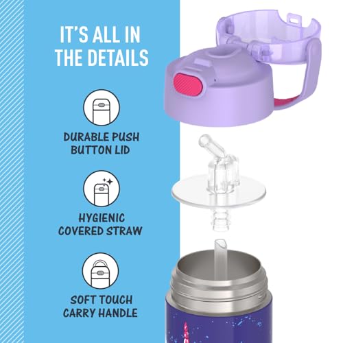 THERMOS FUNTAINER Water Bottle with Straw - 12 Ounce - Kids Stainless Steel Vacuum Insulated Water Bottle with Lid, Cool C...