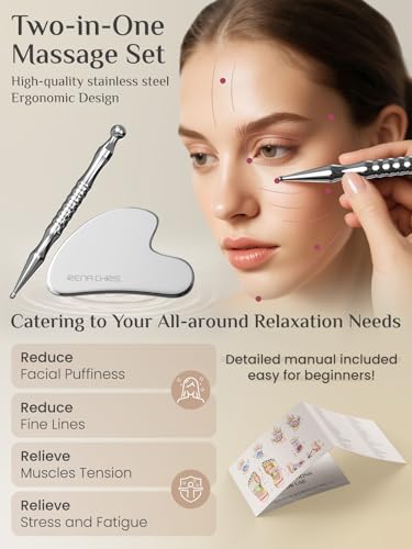 Rena Chris Acupuncture Pen, Manual Reflexology Tools for Muscle Tension and Pain Relief, Acupressure Pen and Stainless Ste...