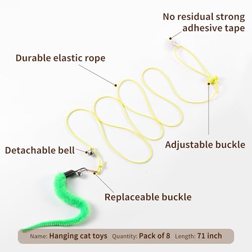 Janbenty Interactive Cat Toys, 8 Assorted Teaser Refills, 3 Indoor Cat Hanging Toy and 1 Interactive Wand Suitable for Ind...