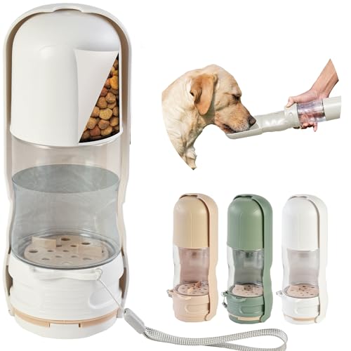 Desired Things Portable Pet Food and Water Dispenser, 2 in 1 Cat & Small Dog Water Bottle & Food Container, Lightweight, B...