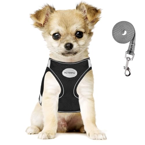 Small Dog Harness and Leash Set, Step-in Puppy Vest with Breathable Soft Padded Mesh, Walking Reflective Pet Harness for S...