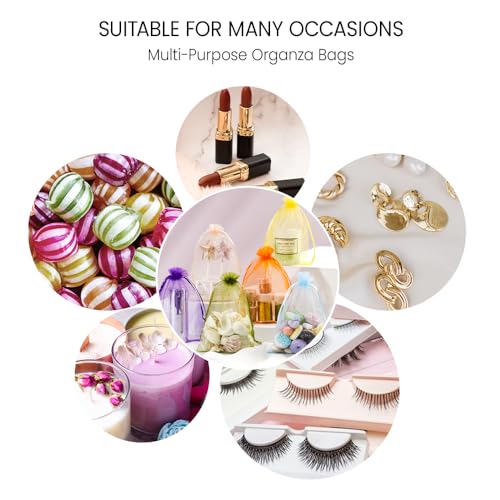 Meowoo 100PCS Organza Bags, 3x4in Small Mesh Bags Drawstring for Jewelry, Candy, Christmas, Sachets, Festivals, Bathroom S...