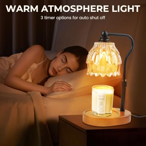 Candle Warmer Lamp with Timer and Wireless Remote Control, Dimmable Candle Warmer for Jar Candles, Height Adjustable Wax M...