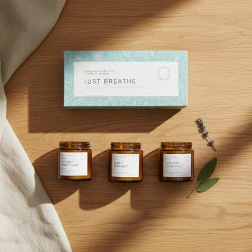 Unboxme Scented Candles Gift Set - 3 Pack Aromatherapy Soy Candles for Women, Hand Poured with Essential Oils, Stress Reli...