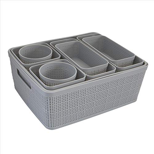 Simplify 10 Piece Organizing Set | Multiple Size Bins | Multipurpose | Office | Desk | Dorm | Bathroom | Storage Basket | ...
