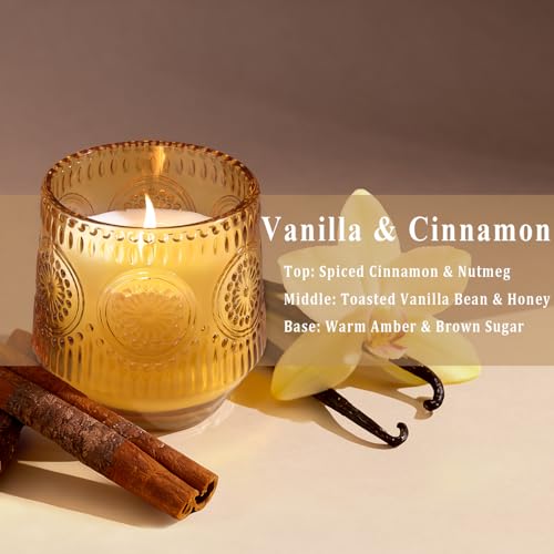2 Pcs Soy Wax Scented Jar Candles Set, Vanilla Cinnamon & Cedar Balsam- Scented Candles for Home, 7.5oz Each, Up to 52 Hou...