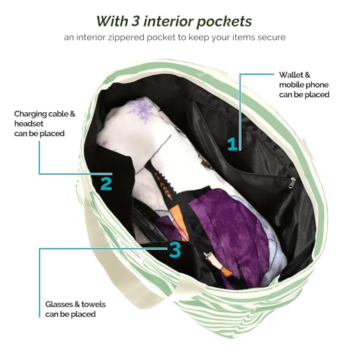HOMESPON Large Waterproof Beach Bag for Women Sandproof Tote Bag Pool Bag with Zipper and Pockets for Travel Vacation Gym