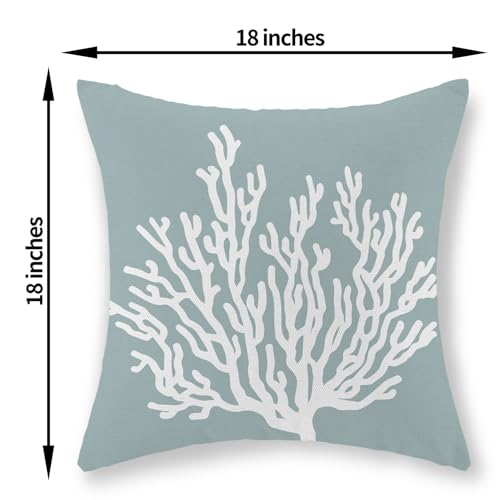 GOLIANDA Coastal Pillow Covers 18x18 Inch Set of 2 Blue Coral Starfish Throw Pillows Nautical Ocean Decorations Summer Lin...