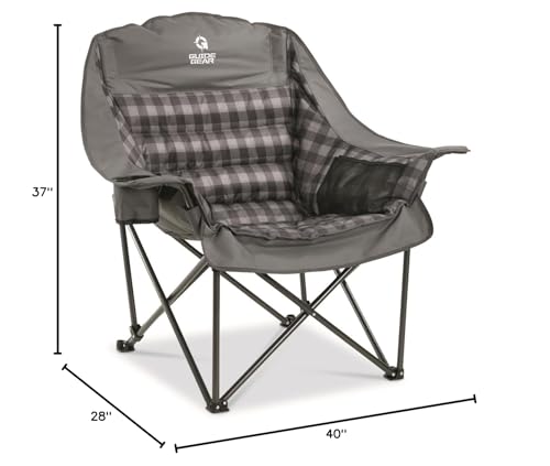 Guide Gear Oversized Extra Large Padded Camping Chair, Portable, Folding, Large Camp Lounge Beach Chairs for Outdoor, Adul...