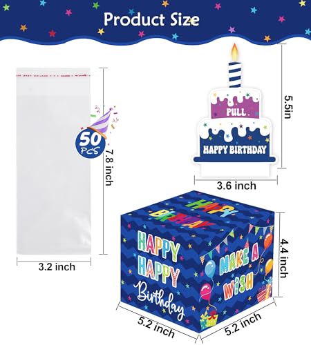 Meiidoshine Birthday Money Box for Cash Gift Pull, Surprise Gift Boxes for Money, Money Holder Box with Pull Out Happy Bir...