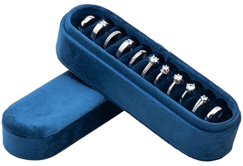 COWFEX Velvet Small Multiple Ring Box Portable Organizer Display Storage Travel Case Jewelry Earring Holder for Wedding Bi...