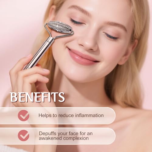 AAJP Gua Sha Facial Tools and Face Roller Set, Stainless Steel Facial Sculpting Eyes Roller Guasha for Face, Chin & Jawlin...