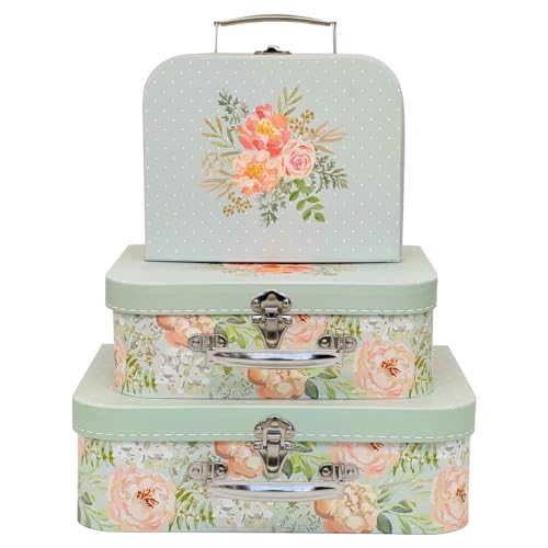 Amedoo Paperboard Suitcases (Set of 3) Decorative Storage Boxes Gift Boxes With Lids for Photo Storage Home Decoration Wed...