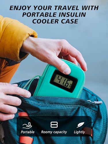 YOUSHARES Insulin Cooler Travel Case with Temperature Display - Refrigerated Medicine Cooling Bag with 2 TSA Approved Ice ...