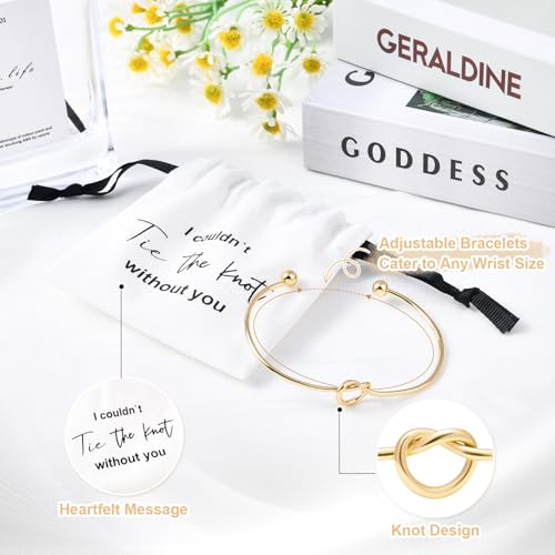 CEELGON 16 Pcs Jewelry Pouch Set of 8 Linen Cotton Small Drawstring Bags & Bridesmaid Knot Bracelet Jewelry Packaging Prop...
