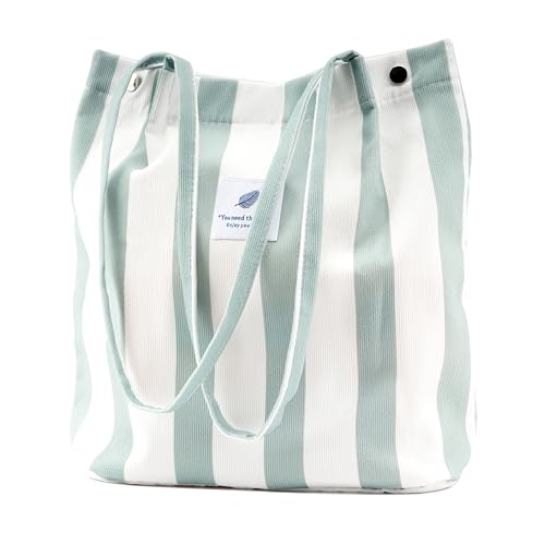 Corduroy Tote Bag Cute Tote Bags for Women Shoulder Bag with Inner Pocket for Work Beach Travel and Shopping Grocery