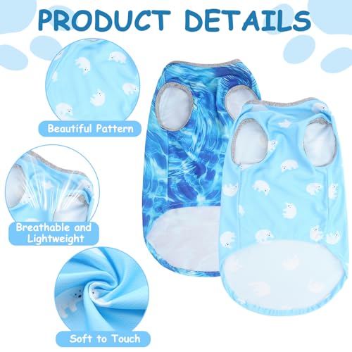 Huhumy 2 Pack Dog Cooling Shirts with 4 Pcs Ice Pack Cooling Vest Quick Dry Vest Dog Cooling Harness Summer Beach Hawaii J...