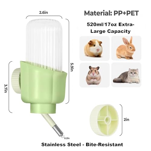 Guinea Pig Water Bottle/Dispenser for Cage 12Oz Hanging Rabbit Water Bottle No Drip Automatic Bunny Water Dispenser No Lea...