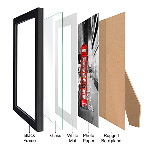 8x10 Black Picture Frames with Mat for Wall or Table Top Decoration, Set of 6