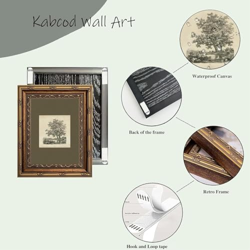 Kabcod Vintage Gold Framed Tree Wall Art Prints, Farmhouse Tree Forest Painting,Natural Sketch Landscape Pictures,Vintage ...