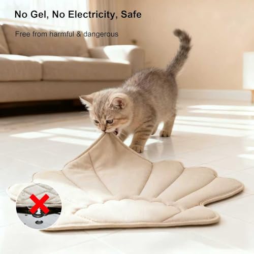 outtip 27" X 20" Reversible Seashell Shaped Cute Cat Mat Bed, Durable Soft Bed Mat for Cats, All-Season Washable Pet Pad B...