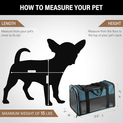 Cat Carrier - Portable Foldable Dog Pet Carrier, Soft-Sided Pet Bag up to 15 Lbs, Airline Approved Travel Puppy Carrier